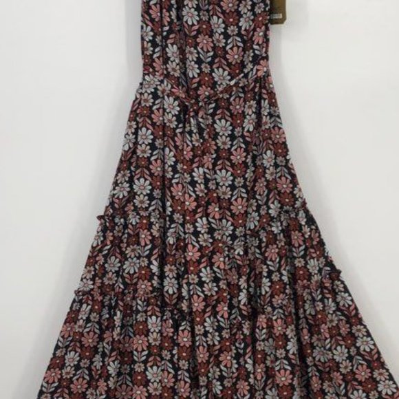 NWT [Ryegrass] Black Flowered Daisy One Shoulder Long Dress - Women's Size 12 - Picture 8 of 16